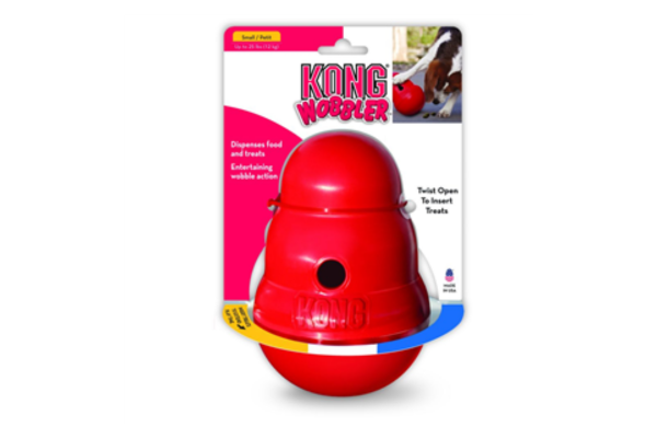 Kong wobbler food treat toy slow down your dogs meals nz