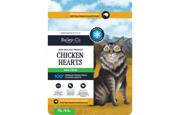 Bailey and co chicken hearts nutritious cat and kitten nz treat