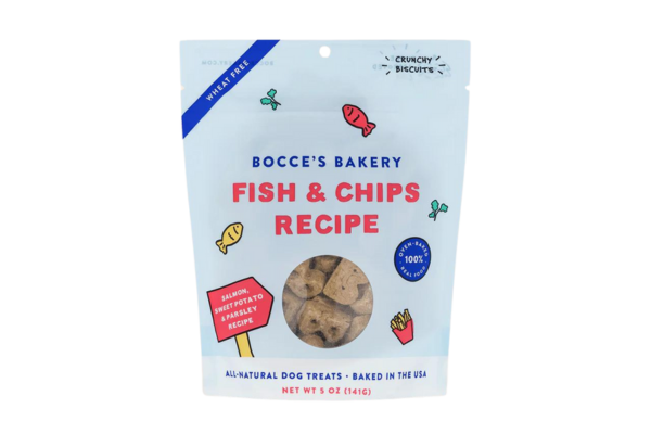 Bocces fish and chips sweet potato nz dog treats