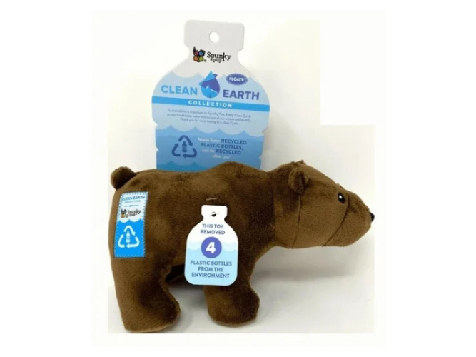 Clean earth floatable bear plush recycle dog toy